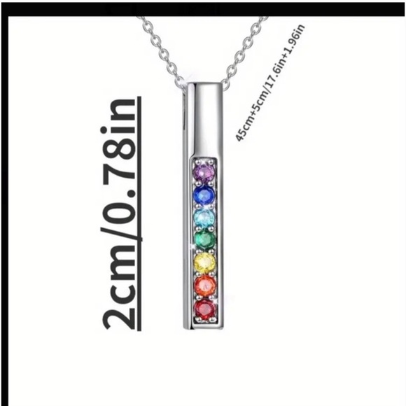 Silver Bar Chakra Stone Necklace - Picture 3 of 4